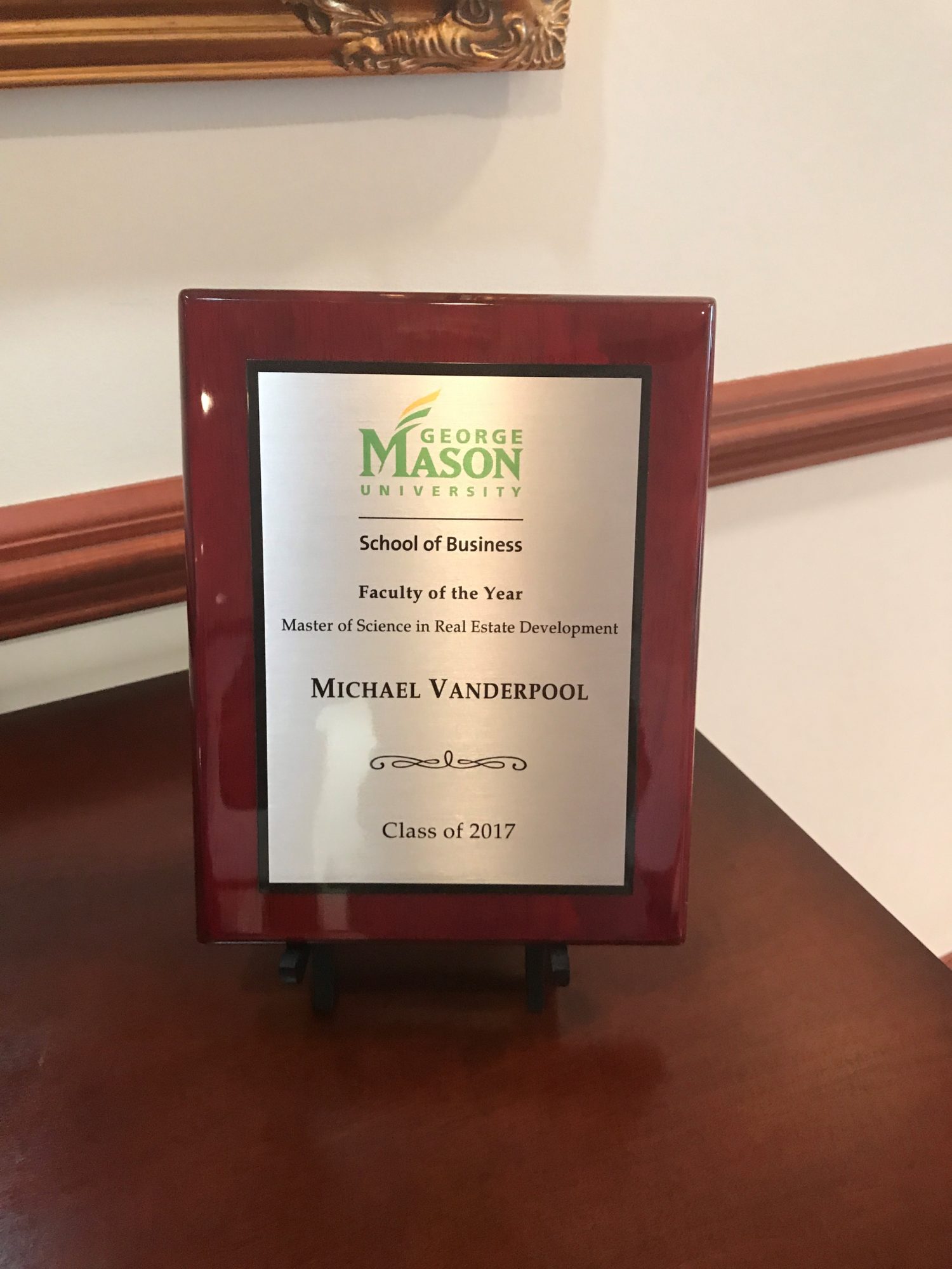 Manassas Business Attorney Michael Vanderpool GMU Professor of the Year